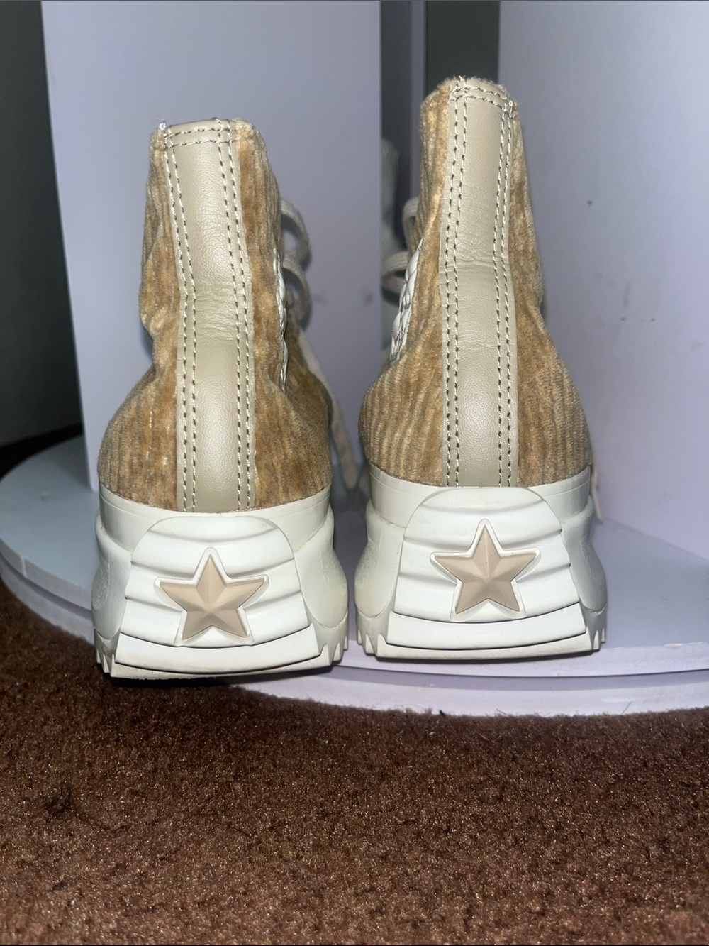 Converse Run Star Hike High-Top Sneaker in Tan Corduroy - Picture 4 of 5